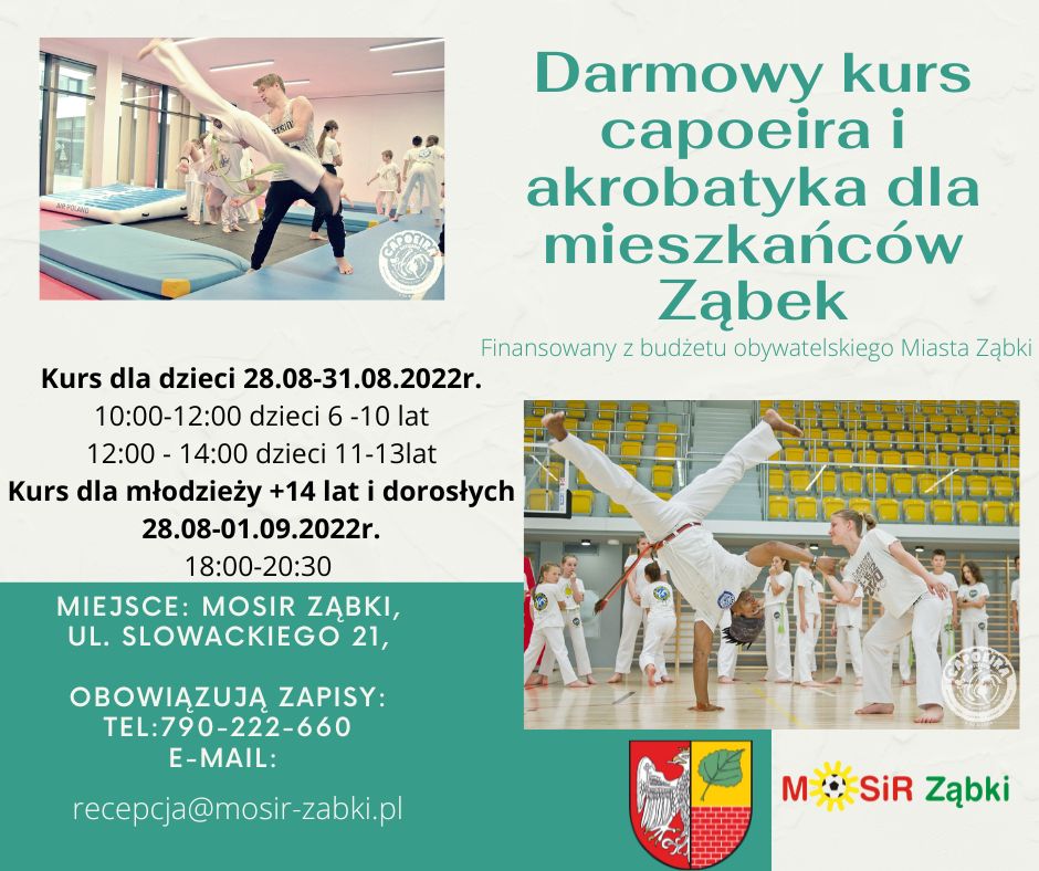 Darmowy kurs capoeira i akrobatyka dla mieszkancow Zabek